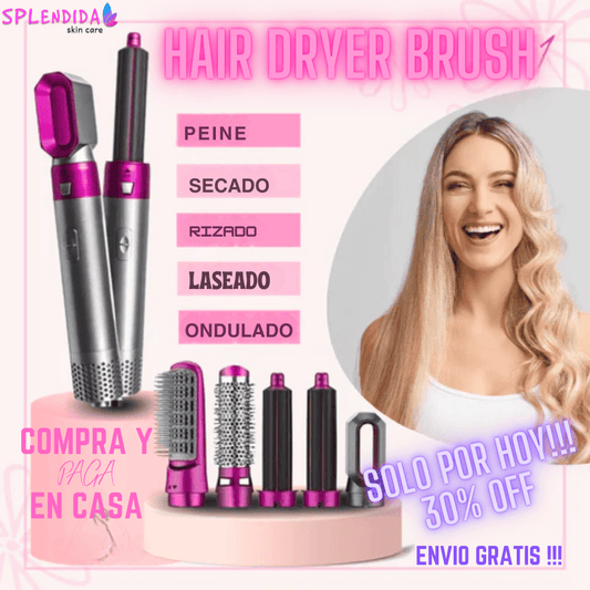 HAIR DRYER BRUSH - Cepillo 5 en 1 No Necesitas Más!💁‍♀️💖